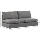  Manufacturer Color_Grey -- Mackenzie 80" Grey Linen Textured Fabric Upholstered 2 pc Armless Modular Loveseat IMAGE 7