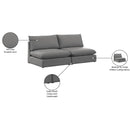  Manufacturer Color_Grey -- Mackenzie 80" Grey Linen Textured Fabric Upholstered 2 pc Armless Modular Loveseat IMAGE 8