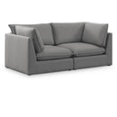  Manufacturer Color_Grey -- Mackenzie 80" Grey Linen Textured Fabric Upholstered 2 pc Modular Loveseat IMAGE 1