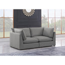  Manufacturer Color_Grey -- Mackenzie 80" Grey Linen Textured Fabric Upholstered 2 pc Modular Loveseat IMAGE 2