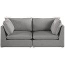  Manufacturer Color_Grey -- Mackenzie 80" Grey Linen Textured Fabric Upholstered 2 pc Modular Loveseat IMAGE 4