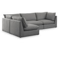  Manufacturer Color_Grey -- Mackenzie 120" Grey Linen Textured Fabric Upholstered 4 pc Modular Sectional IMAGE 1