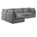  Manufacturer Color_Grey -- Mackenzie 120" Grey Linen Textured Fabric Upholstered 4 pc Modular Sectional IMAGE 1