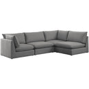  Manufacturer Color_Grey -- Mackenzie 120" Grey Linen Textured Fabric Upholstered 4 pc Modular Sectional IMAGE 2