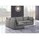  Manufacturer Color_Grey -- Mackenzie 120" Grey Linen Textured Fabric Upholstered 4 pc Modular Sectional IMAGE 3