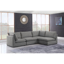  Manufacturer Color_Grey -- Mackenzie 120" Grey Linen Textured Fabric Upholstered 4 pc Modular Sectional IMAGE 4
