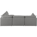  Manufacturer Color_Grey -- Mackenzie 120" Grey Linen Textured Fabric Upholstered 4 pc Modular Sectional IMAGE 5