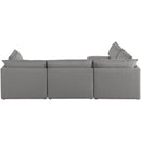  Manufacturer Color_Grey -- Mackenzie 120" Grey Linen Textured Fabric Upholstered 4 pc Modular Sectional IMAGE 6