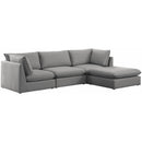  Manufacturer Color_Grey -- Mackenzie 120" Grey Linen Textured Fabric Upholstered 4 pc Modular Sectional IMAGE 2