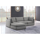  Manufacturer Color_Grey -- Mackenzie 120" Grey Linen Textured Fabric Upholstered 4 pc Modular Sectional IMAGE 3