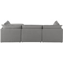  Manufacturer Color_Grey -- Mackenzie 120" Grey Linen Textured Fabric Upholstered 4 pc Modular Sectional IMAGE 5