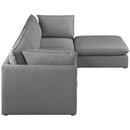  Manufacturer Color_Grey -- Mackenzie 120" Grey Linen Textured Fabric Upholstered 4 pc Modular Sectional IMAGE 9