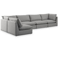  Manufacturer Color_Grey -- Mackenzie 160" Grey Linen Textured Fabric Upholstered 5 pc Modular Sectional IMAGE 1