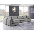  Manufacturer Color_Grey -- Mackenzie 160" Grey Linen Textured Fabric Upholstered 5 pc Modular Sectional IMAGE 3