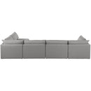  Manufacturer Color_Grey -- Mackenzie 160" Grey Linen Textured Fabric Upholstered 5 pc Modular Sectional IMAGE 5