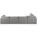  Manufacturer Color_Grey -- Mackenzie 160" Grey Linen Textured Fabric Upholstered 5 pc Modular Sectional IMAGE 6