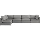  Manufacturer Color_Grey -- Mackenzie 160" Grey Linen Textured Fabric Upholstered 5 pc Modular Sectional IMAGE 7