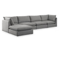  Manufacturer Color_Grey -- Mackenzie 160" Grey Linen Textured Fabric Upholstered 5 pc Modular Sectional IMAGE 1