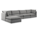  Manufacturer Color_Grey -- Mackenzie 160" Grey Linen Textured Fabric Upholstered 5 pc Modular Sectional IMAGE 1