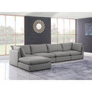  Manufacturer Color_Grey -- Mackenzie 160" Grey Linen Textured Fabric Upholstered 5 pc Modular Sectional IMAGE 3
