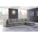 Manufacturer Color_Grey -- Mackenzie 160" Grey Linen Textured Fabric Upholstered 5 pc Modular Sectional IMAGE 4