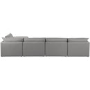  Manufacturer Color_Grey -- Mackenzie 160" Grey Linen Textured Fabric Upholstered 5 pc Modular Sectional IMAGE 5