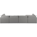  Manufacturer Color_Grey -- Mackenzie 160" Grey Linen Textured Fabric Upholstered 5 pc Modular Sectional IMAGE 6