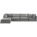  Manufacturer Color_Grey -- Mackenzie 160" Grey Linen Textured Fabric Upholstered 5 pc Modular Sectional IMAGE 7