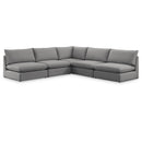  Manufacturer Color_Grey -- Mackenzie 120" Grey Linen Textured Fabric Upholstered 5 pc Modular Sectional IMAGE 1