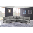  Manufacturer Color_Grey -- Mackenzie 120" Grey Linen Textured Fabric Upholstered 5 pc Modular Sectional IMAGE 2
