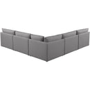  Manufacturer Color_Grey -- Mackenzie 120" Grey Linen Textured Fabric Upholstered 5 pc Modular Sectional IMAGE 3