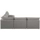  Manufacturer Color_Grey -- Mackenzie 120" Grey Linen Textured Fabric Upholstered 5 pc Modular Sectional IMAGE 4