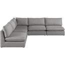  Manufacturer Color_Grey -- Mackenzie 120" Grey Linen Textured Fabric Upholstered 5 pc Modular Sectional IMAGE 5
