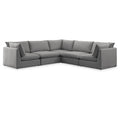  Manufacturer Color_Grey -- Mackenzie 120" Grey Linen Textured Fabric Upholstered 5 pc Modular Sectional IMAGE 1