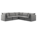  Manufacturer Color_Grey -- Mackenzie 120" Grey Linen Textured Fabric Upholstered 5 pc Modular Sectional IMAGE 1