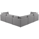  Manufacturer Color_Grey -- Mackenzie 120" Grey Linen Textured Fabric Upholstered 5 pc Modular Sectional IMAGE 3