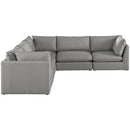  Manufacturer Color_Grey -- Mackenzie 120" Grey Linen Textured Fabric Upholstered 5 pc Modular Sectional IMAGE 4