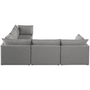  Manufacturer Color_Grey -- Mackenzie 120" Grey Linen Textured Fabric Upholstered 5 pc Modular Sectional IMAGE 5