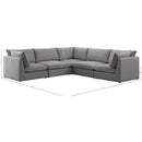  Manufacturer Color_Grey -- Mackenzie 120" Grey Linen Textured Fabric Upholstered 5 pc Modular Sectional IMAGE 9