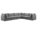  Manufacturer Color_Grey -- Mackenzie 160" Grey Linen Textured Fabric Upholstered 6 pc Modular Sectional IMAGE 1