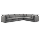  Manufacturer Color_Grey -- Mackenzie 160" Grey Linen Textured Fabric Upholstered 6 pc Modular Sectional IMAGE 1