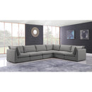  Manufacturer Color_Grey -- Mackenzie 160" Grey Linen Textured Fabric Upholstered 6 pc Modular Sectional IMAGE 2