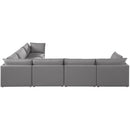  Manufacturer Color_Grey -- Mackenzie 160" Grey Linen Textured Fabric Upholstered 6 pc Modular Sectional IMAGE 3