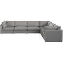  Manufacturer Color_Grey -- Mackenzie 160" Grey Linen Textured Fabric Upholstered 6 pc Modular Sectional IMAGE 4