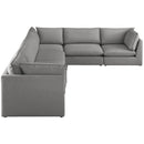  Manufacturer Color_Grey -- Mackenzie 160" Grey Linen Textured Fabric Upholstered 6 pc Modular Sectional IMAGE 5