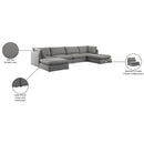  Manufacturer Color_Grey -- Mackenzie 160" Grey Linen Textured Fabric Upholstered 6 pc Modular Sectional IMAGE 10