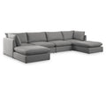  Manufacturer Color_Grey -- Mackenzie 160" Grey Linen Textured Fabric Upholstered 6 pc Modular Sectional IMAGE 1