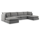  Manufacturer Color_Grey -- Mackenzie 160" Grey Linen Textured Fabric Upholstered 6 pc Modular Sectional IMAGE 1