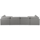  Manufacturer Color_Grey -- Mackenzie 160" Grey Linen Textured Fabric Upholstered 6 pc Modular Sectional IMAGE 3