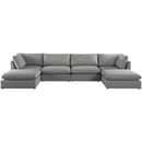  Manufacturer Color_Grey -- Mackenzie 160" Grey Linen Textured Fabric Upholstered 6 pc Modular Sectional IMAGE 4